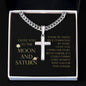 Love You To The Moon and Saturn - Completing My Heart Personalized Cross Necklace with Cuban Chain