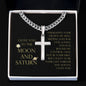 Love You To The Moon and Saturn - Be Your Last Personalized Cross Necklace with Cuban Chain
