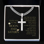 Love You To The Moon and Saturn - Time Apart, Hearts Constant Melody Personalized Cross Necklace with Cuban Chain