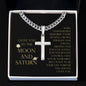 Love You To The Moon and Saturn - Loving You Beyond My Control Personalized Cross Necklace with Cuban Chain