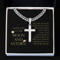 Love You To The Moon and Saturn - Time Apart, Strenghtens Affection Personalized Cross Necklace with Cuban Chain