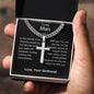 Man - Happiest Version Personalized Cross Necklace with Cuban Chain
