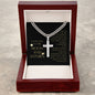 Love You To The Moon and Saturn - Melody To My Life Personalized Cross Necklace with Cuban Chain