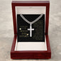 Love You To The Moon and Saturn - Life's Puzzle Found Its Piece Personalized Cross Necklace with Cuban Chain