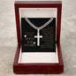 Love You To The Moon and Saturn - Love Stand Unwavering Personalized Cross Necklace with Cuban Chain