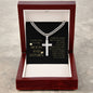 Love You To The Moon and Saturn - Completing My Heart Personalized Cross Necklace with Cuban Chain