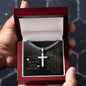 Love You To The Moon and Saturn - Loving You Beyond My Control Personalized Cross Necklace with Cuban Chain
