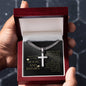 Love You To The Moon and Saturn - Be Your Last Personalized Cross Necklace with Cuban Chain