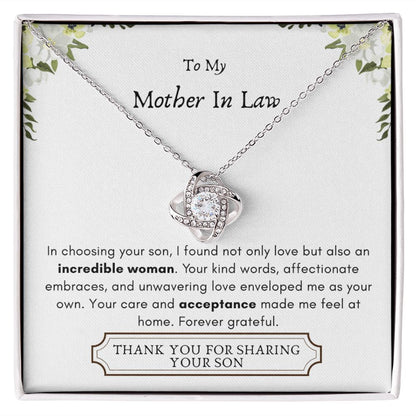 Lurve™ Mother In Law - Incredible Woman, Acceptance Love Knot Necklace