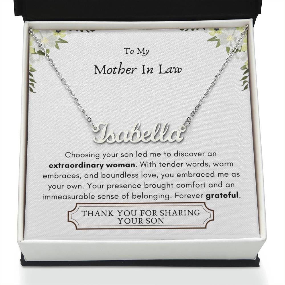 Lurve™ Mother In Law - Extraordinary Woman, Grateful Personalized Name Necklace
