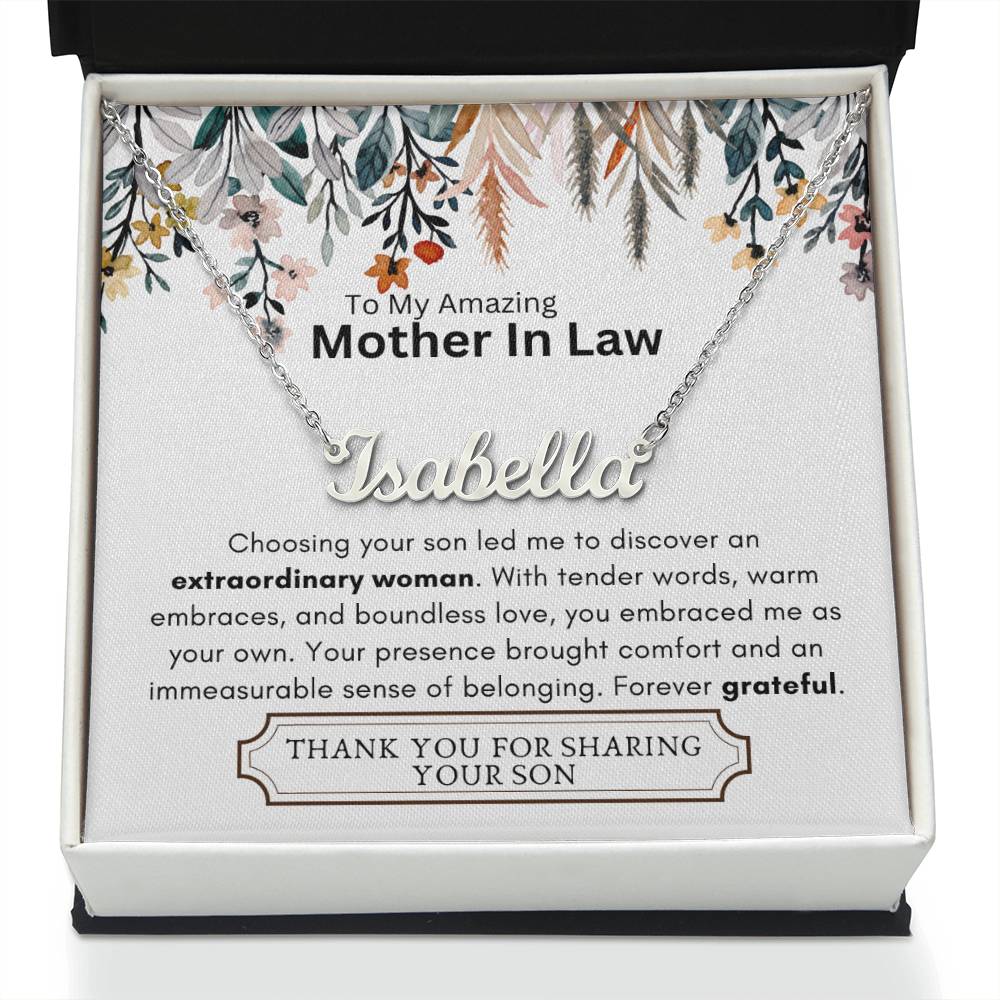 Lurve™ Mother In Law - Extraordinary Woman, Grateful Heart Personalized Name Necklace