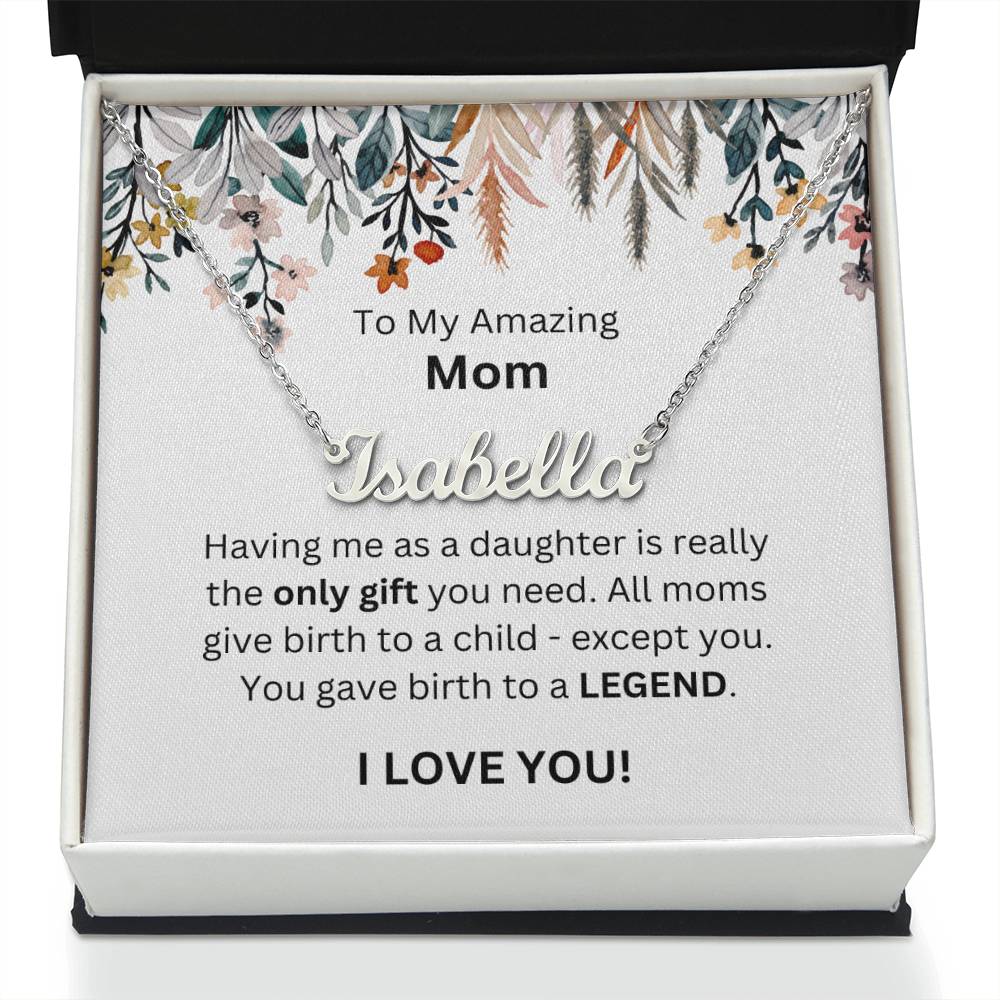 Lurve™ To Mom - Only Gift, Legend Personalized Name Necklace