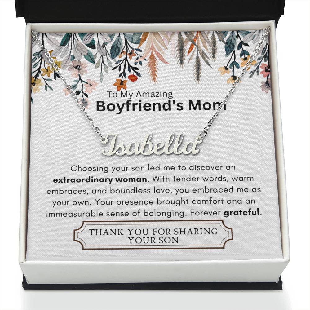 Lurve™ Boyfriend's Mom - Extraordinary Woman, Grateful Heart Personalized Name Necklace