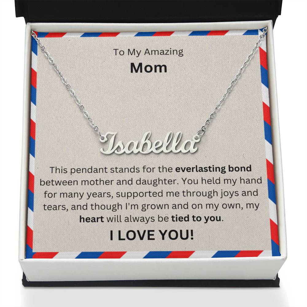 Lurve™ To Mom - Everlasting Bond, Heart, Tied To You Personalized Name Necklace