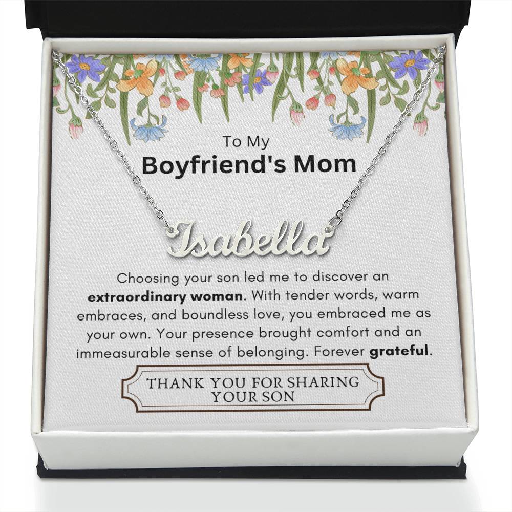Lurve™ Boyfriend's Mom - Extraordinary Woman, Grateful Heart Personalized Name Necklace