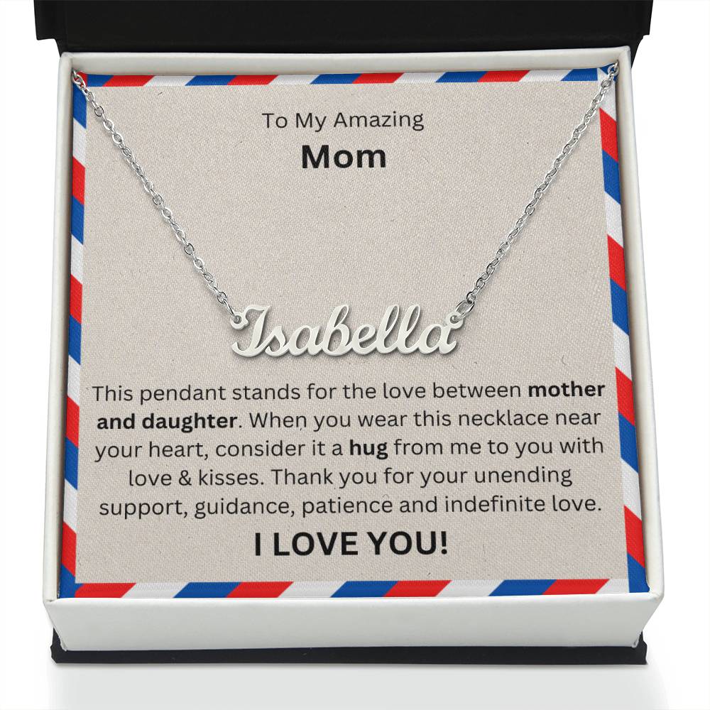 Lurve™ To Mom - Mother And Daughter, Hug Personalized Name Necklace
