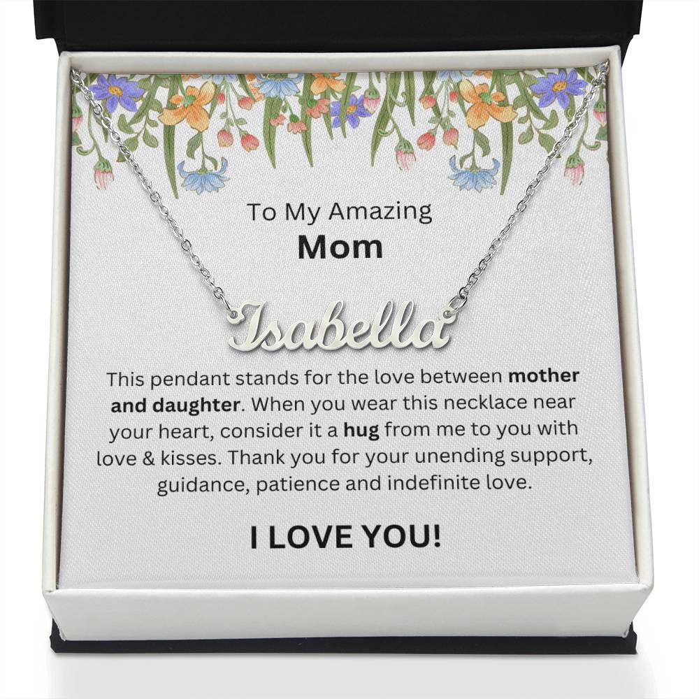 Lurve™ To Mom - Mother And Daughter, Hug Personalized Name Necklace