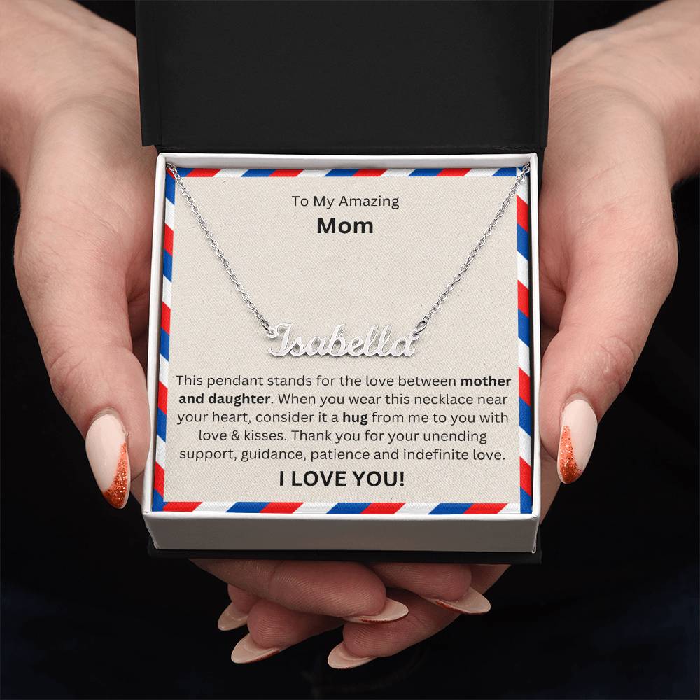 Lurve™ To Mom - Mother And Daughter, Hug Personalized Name Necklace