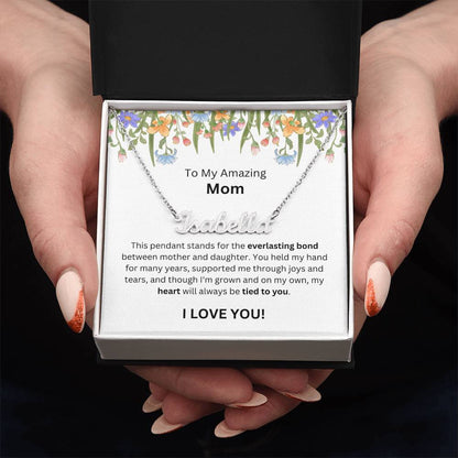 Lurve™ To Mom - Everlasting Bond, Heart, Tied To You Personalized Name Necklace