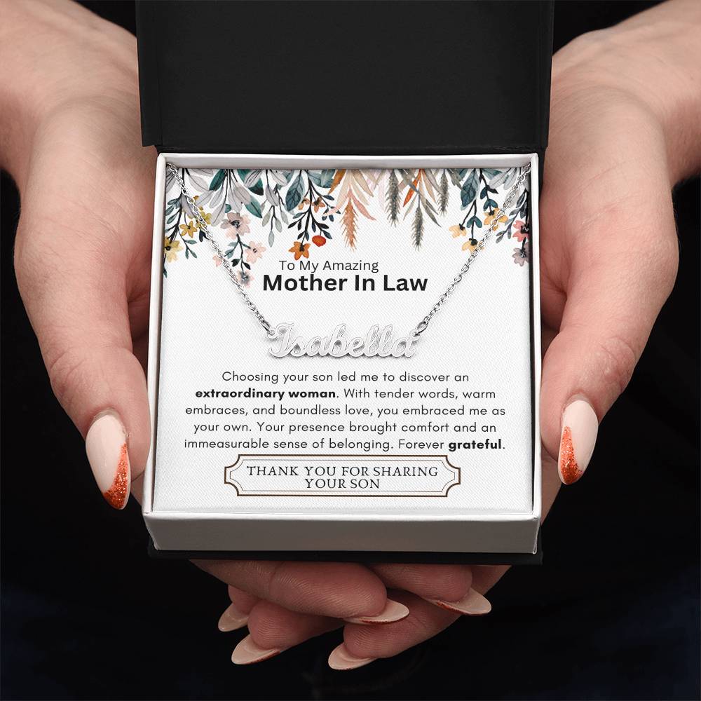 Lurve™ Mother In Law - Extraordinary Woman, Grateful Heart Personalized Name Necklace