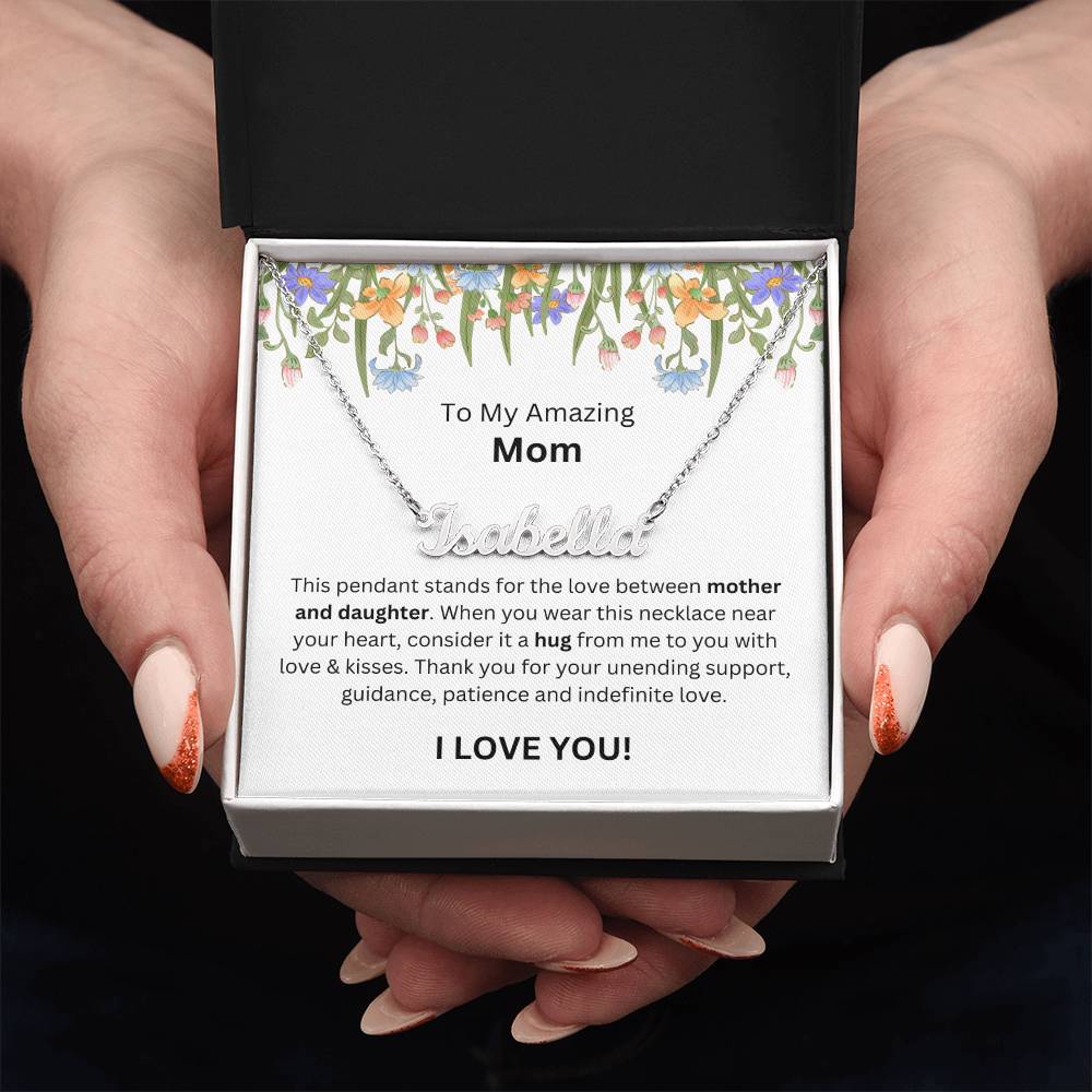 Lurve™ To Mom - Mother And Daughter, Hug Personalized Name Necklace