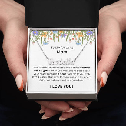 Lurve™ To Mom - Mother And Daughter, Hug Personalized Name Necklace