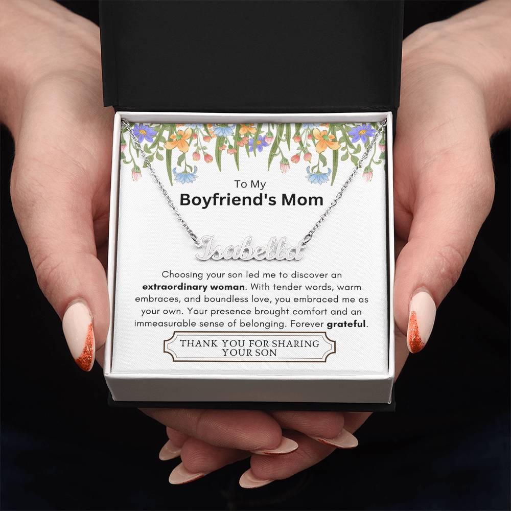 Lurve™ Boyfriend's Mom - Extraordinary Woman, Grateful Heart Personalized Name Necklace