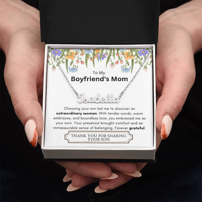 Lurve™ Boyfriend's Mom - Extraordinary Woman, Grateful Heart Personalized Name Necklace