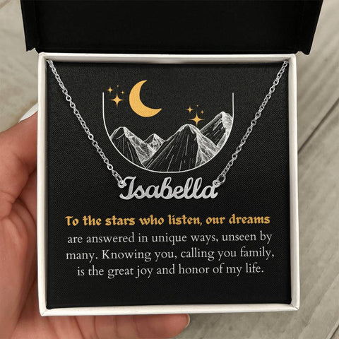 Stars Who Listen and Dreams - Calling You Family Personalized Name Necklace