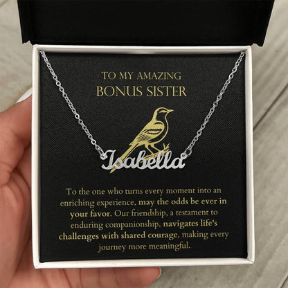Bonus Sister - Navigates Life's Challenges With Shared Courage Personalized Name Necklace