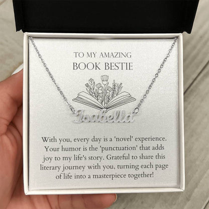 Book Bestie - Joy to My Life's Story Personalized Name Necklace