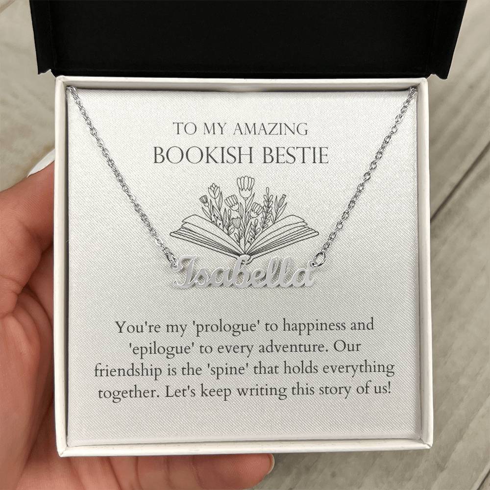Bookish Bestie - My Prologue To Happieness Personalized Name Necklace