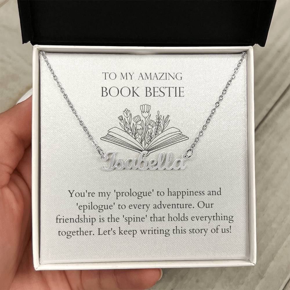 Book Bestie - My Prologue To Happiness Personalized Name Necklace