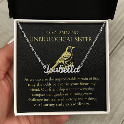 Unbiological Sister - Our Journey Truly Extraordinary Personalized Name Necklace