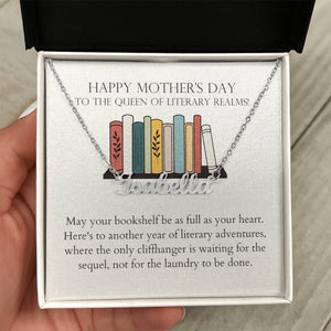 Happy Mother's Day - To Another Year of Literary Adventures Personalized Name Necklace
