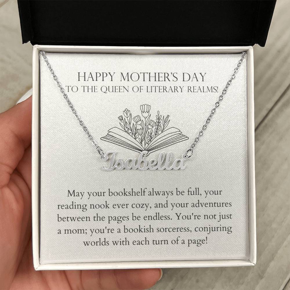 Happy Mother's Day - Not Just Mother, Bookish Sorceress Personalized Name Necklace