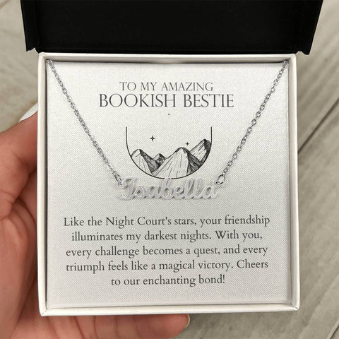 Bookish Bestie - Ev ery Challenge Becomes A Quest Personalized Name Necklace