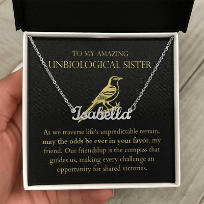 Unbiological Sister - Shared Victories Personalized Name Necklace