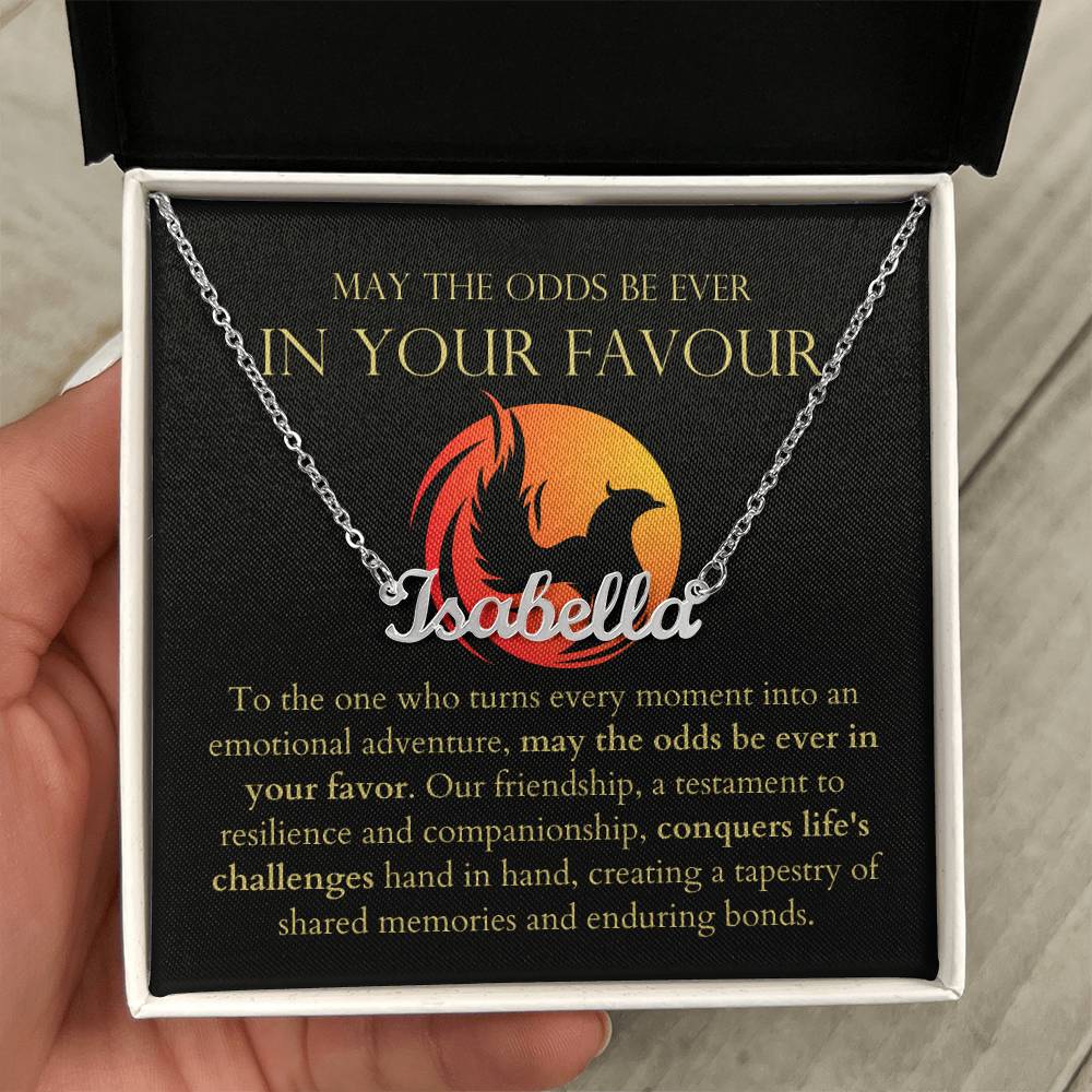 May The Odds Be Ever In Your Favour - Conquers Life's Challenges Hand In Hand Personalized Name Necklace
