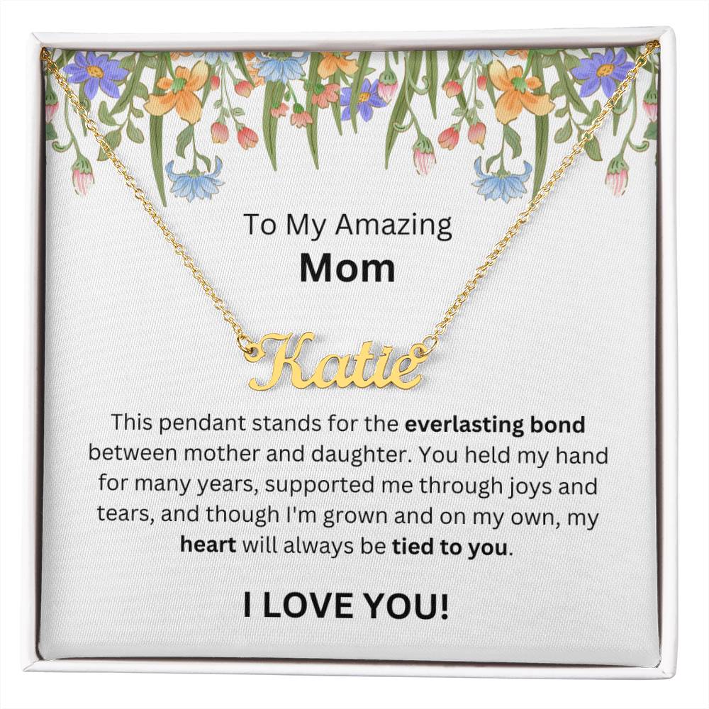 Lurve™ To Mom - Everlasting Bond, Heart, Tied To You Personalized Name Necklace