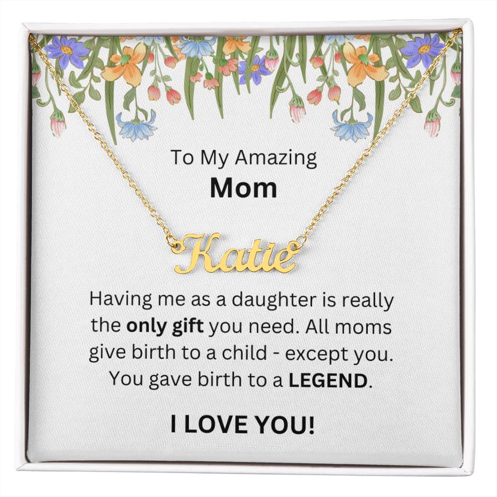 Lurve™ To Mom - Only Gift, Legend Personalized Name Necklace
