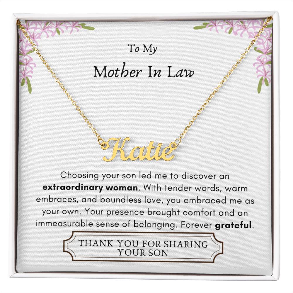Lurve™ Mother In Law - Extraordinary Woman, Grateful Personalized Name Necklace