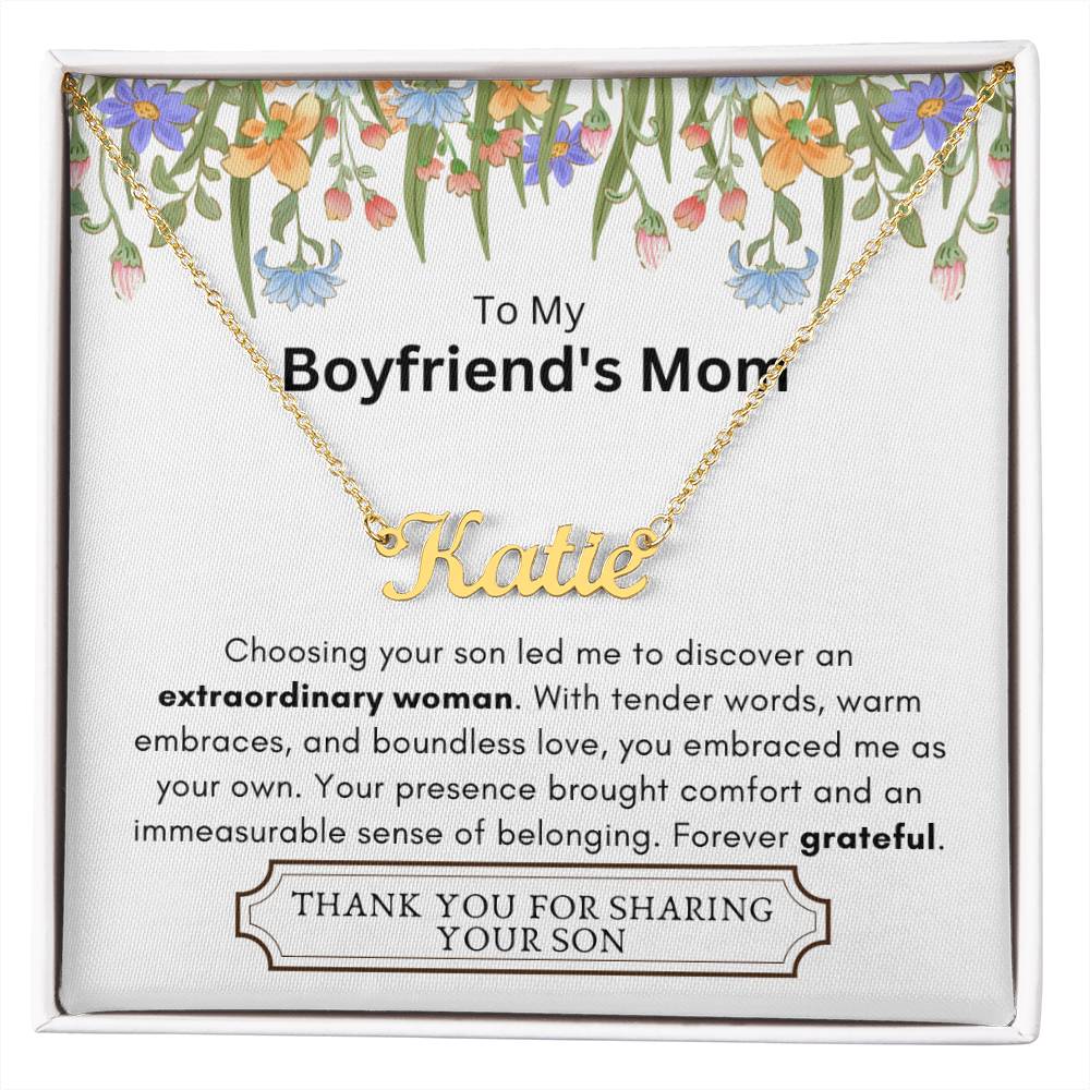 Lurve™ Boyfriend's Mom - Extraordinary Woman, Grateful Heart Personalized Name Necklace