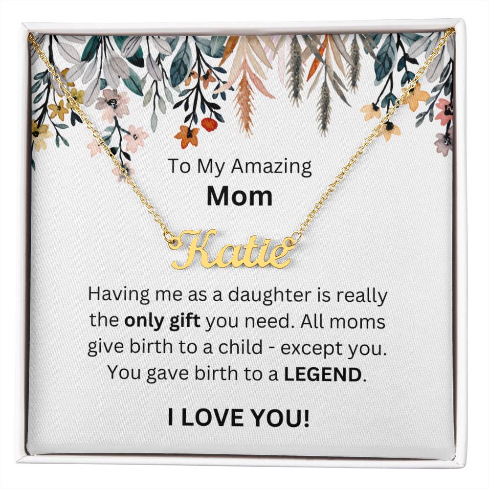 Lurve™ To Mom - Only Gift, Legend Personalized Name Necklace