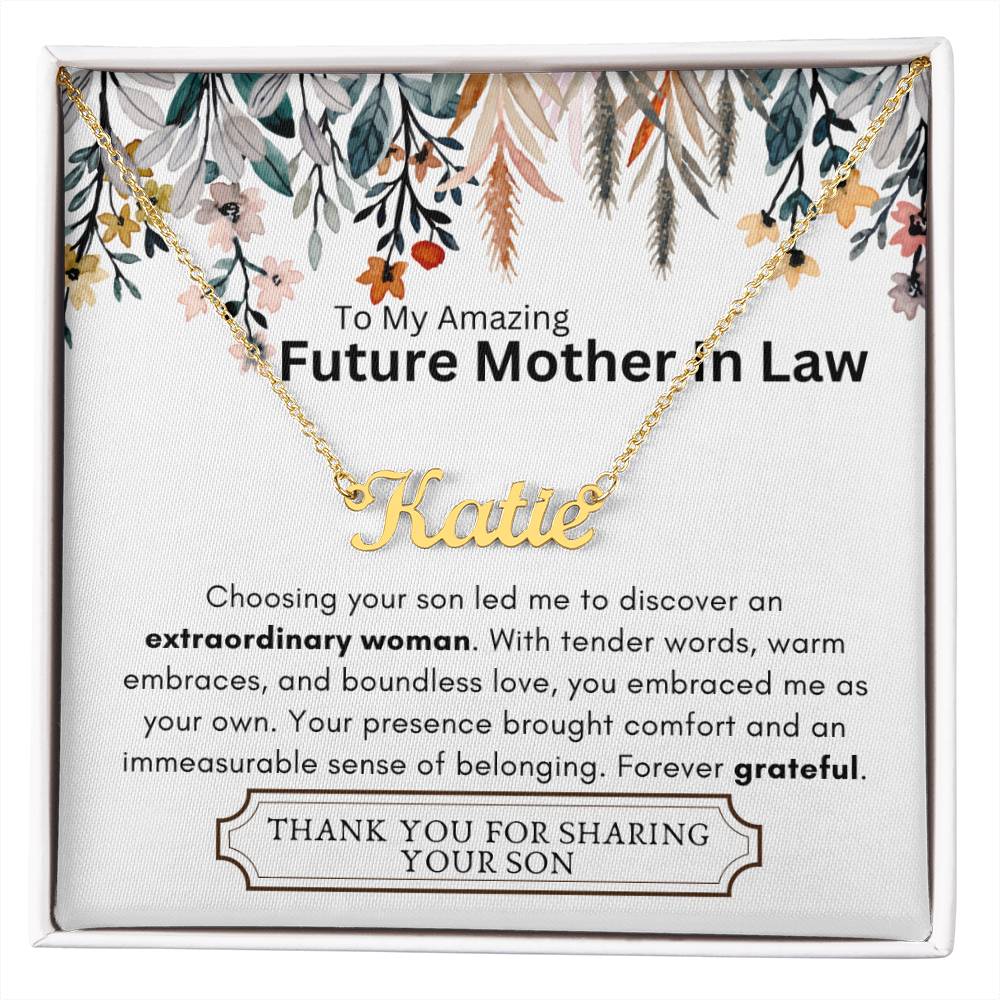 Lurve™ Future Mother In Law - Extraordinary Woman, Grateful Heart Personalized Name Necklace