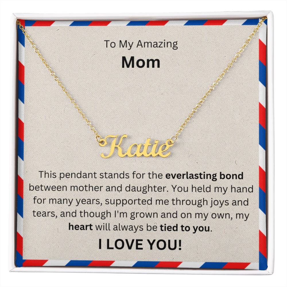 Lurve™ To Mom - Everlasting Bond, Heart, Tied To You Personalized Name Necklace