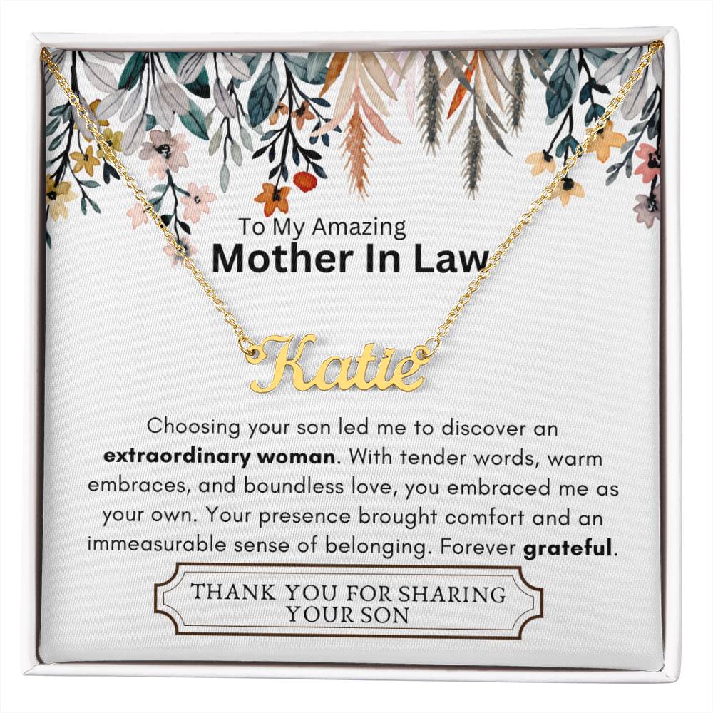 Lurve™ Mother In Law - Extraordinary Woman, Grateful Heart Personalized Name Necklace