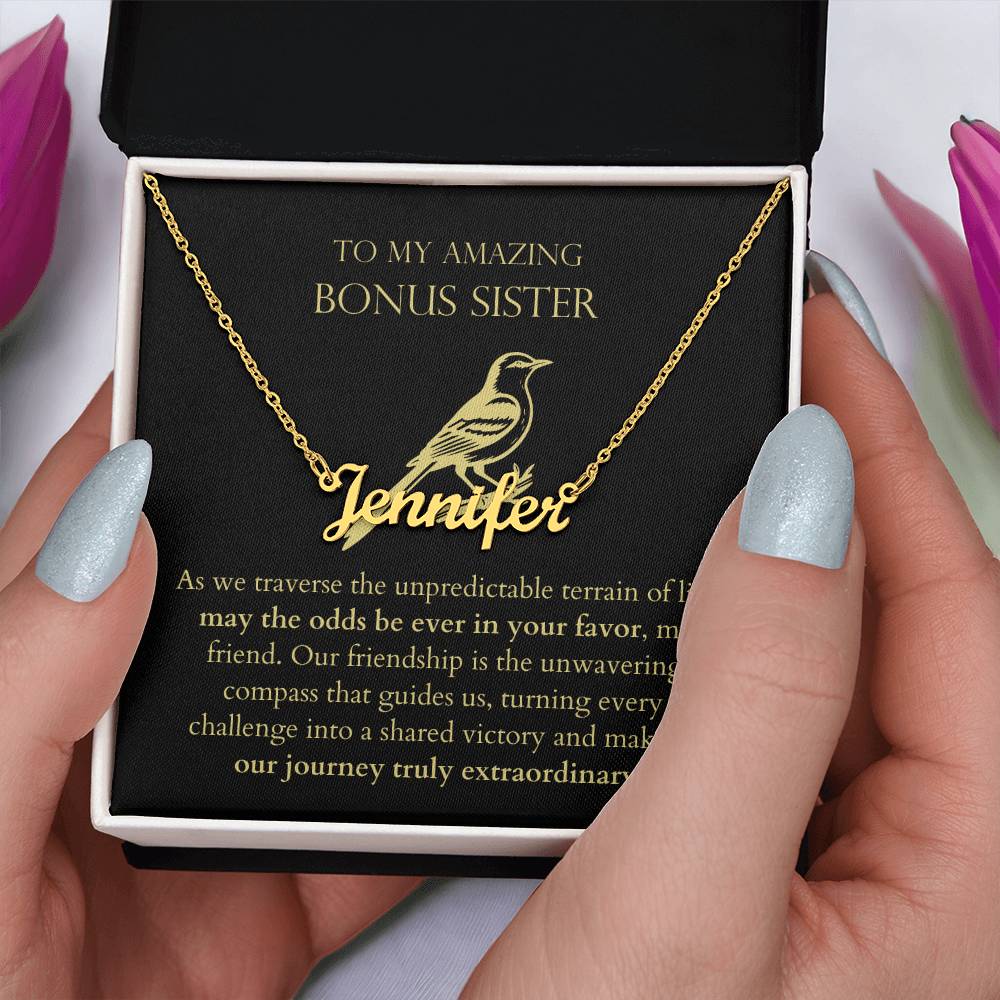 Bonus Sister - Our Journey Truly Extraordinary Personalized Name Necklace