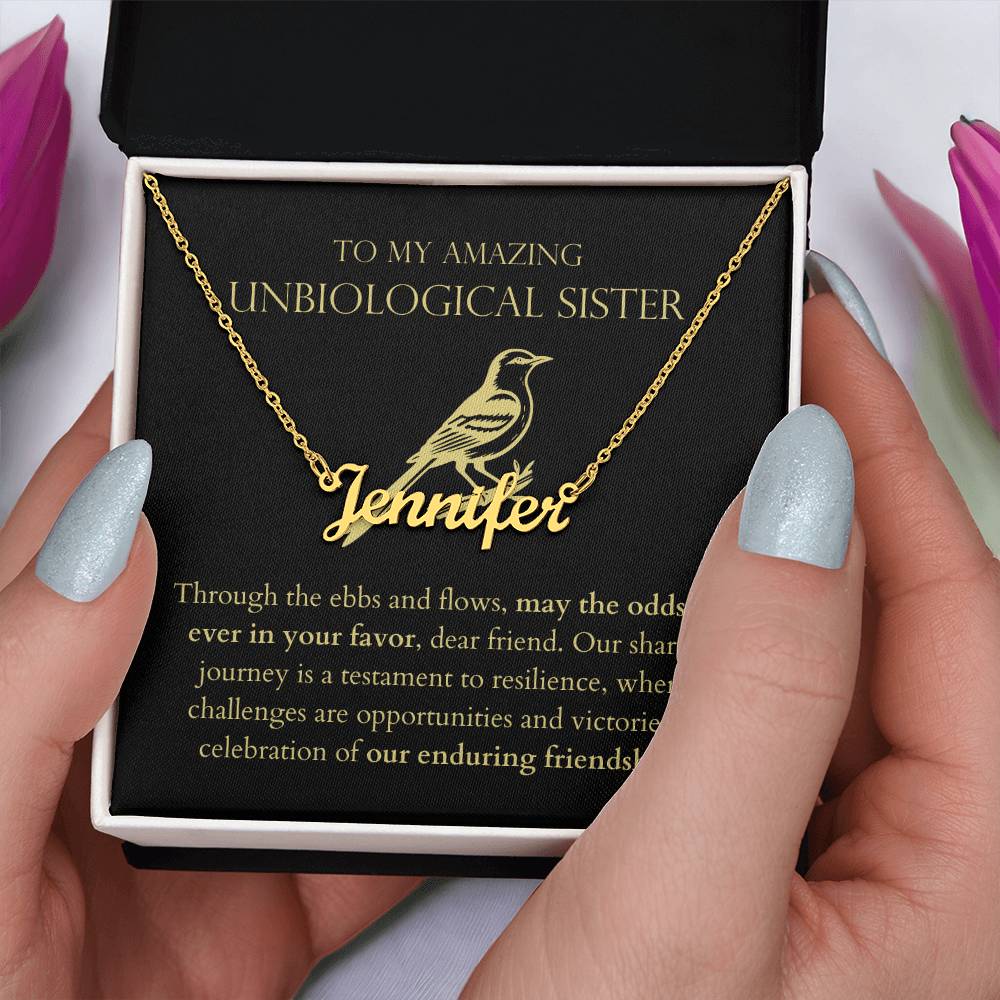Unbiological Sister - Our Enduring Friendship Personalized Name Necklace
