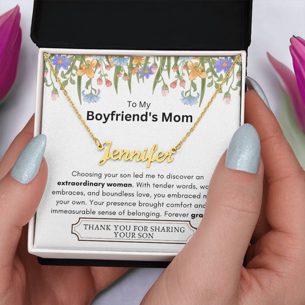 Lurve™ Boyfriend's Mom - Extraordinary Woman, Grateful Heart Personalized Name Necklace
